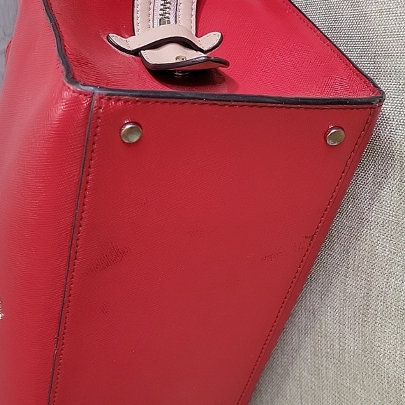 Kate Spade Red and Pink Color-Block Leather Tote  Crossbody Bag - Picture 9 of 16